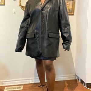 Haggar Black Leather Blazer